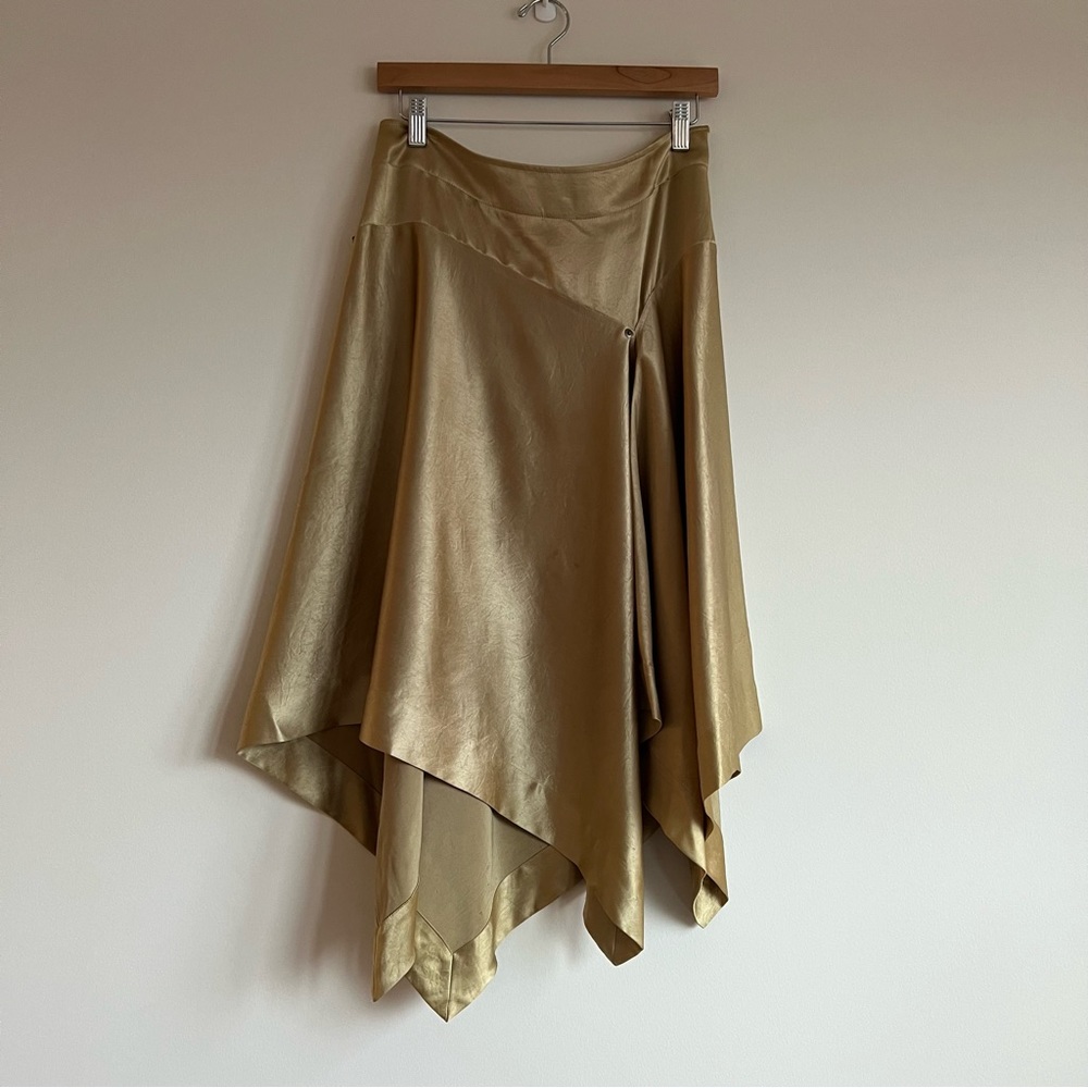 Vintage AW 2004 Issey Miyake Gold satin handkerchief skirt